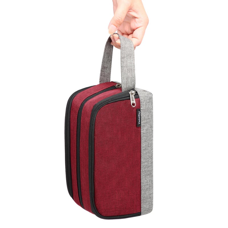 Yeiotsy Dopp Kit for Men - Color Clash Travel Toiletry Organizer with Mesh Pockets, Durable Shaving bag for Gym & Camping (Red) - Image 4